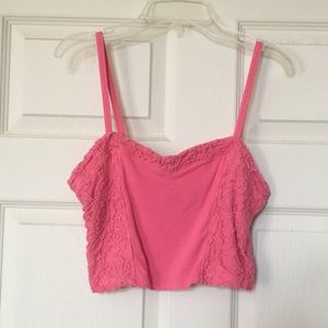 NWOT Pink Hollister Lace-Side Crop Top